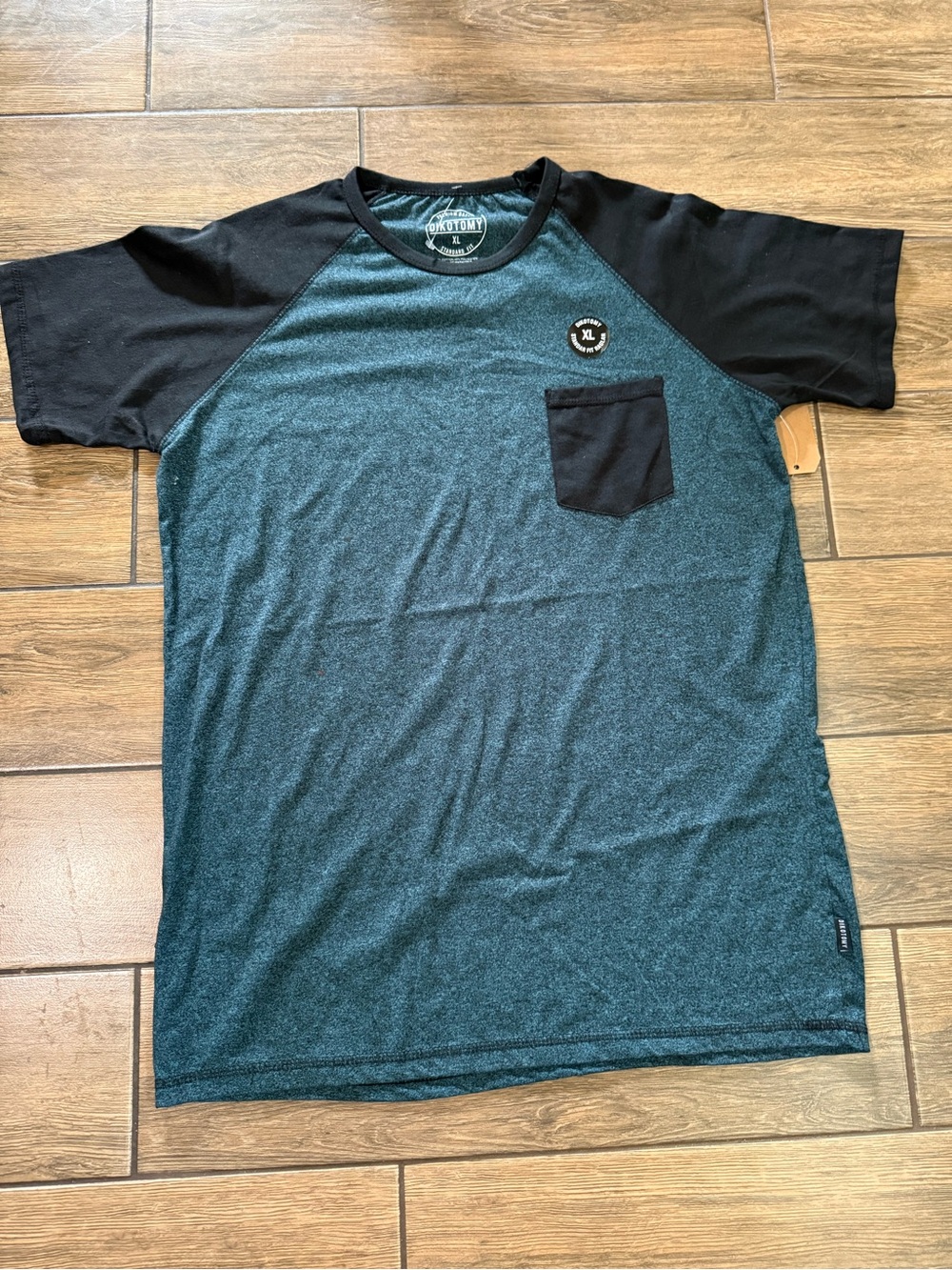 Dikotomy Mens Shirt XL Dark Teal Black Pocket Casual Short Sleeve Tee